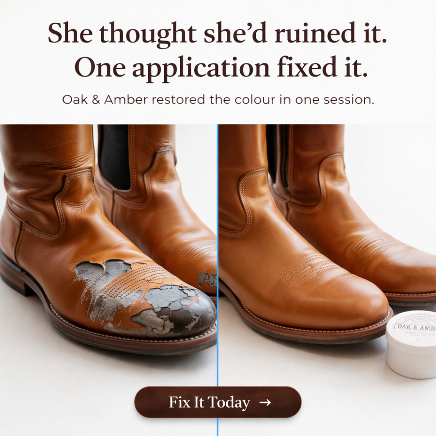Riding boots restored with Oak and Amber