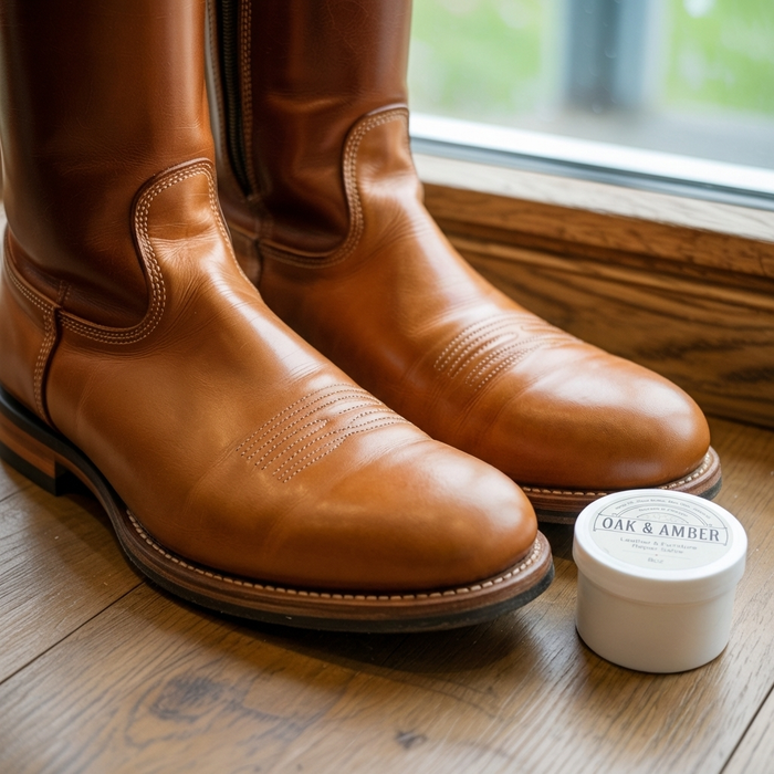 Riding boots restored with Oak and Amber